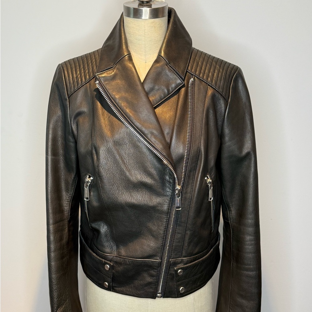 Andrew Marc Black Leather Moto Jacket